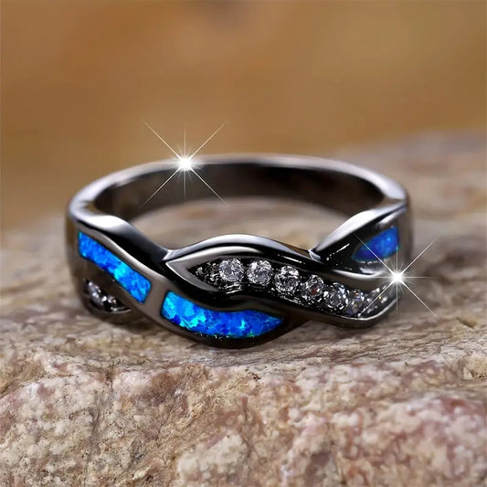 Argent Torsadé Incrustation Bague