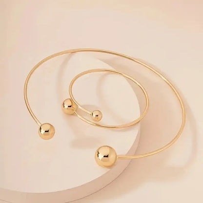 Minimaliste Glow Collar & Bracelet Manchette Set | Or