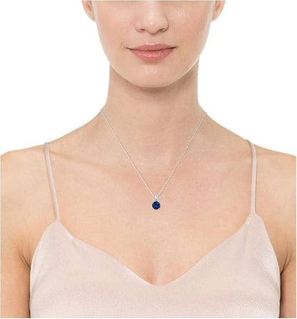 Taille Ronde Saphir Collier | Or Blanc