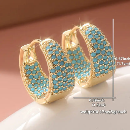 Golden-Tone Turquoise Perlé Créoles | Or