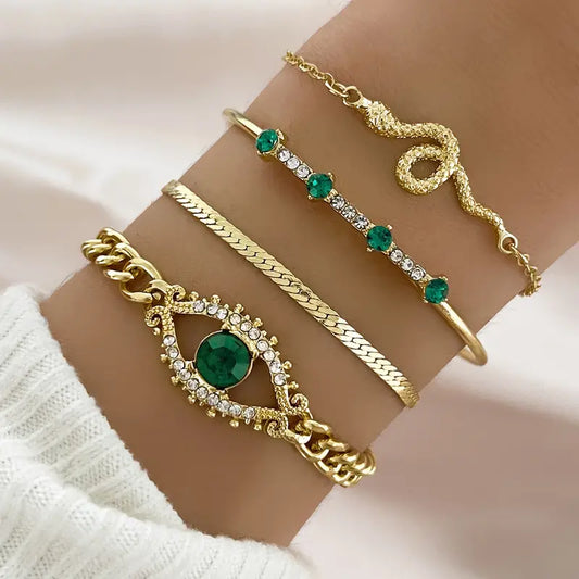 Or Émeraude Bracelet à Breloques Set