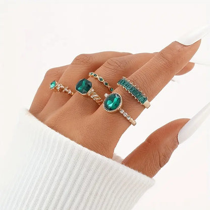 Or Émeraude Bague Set