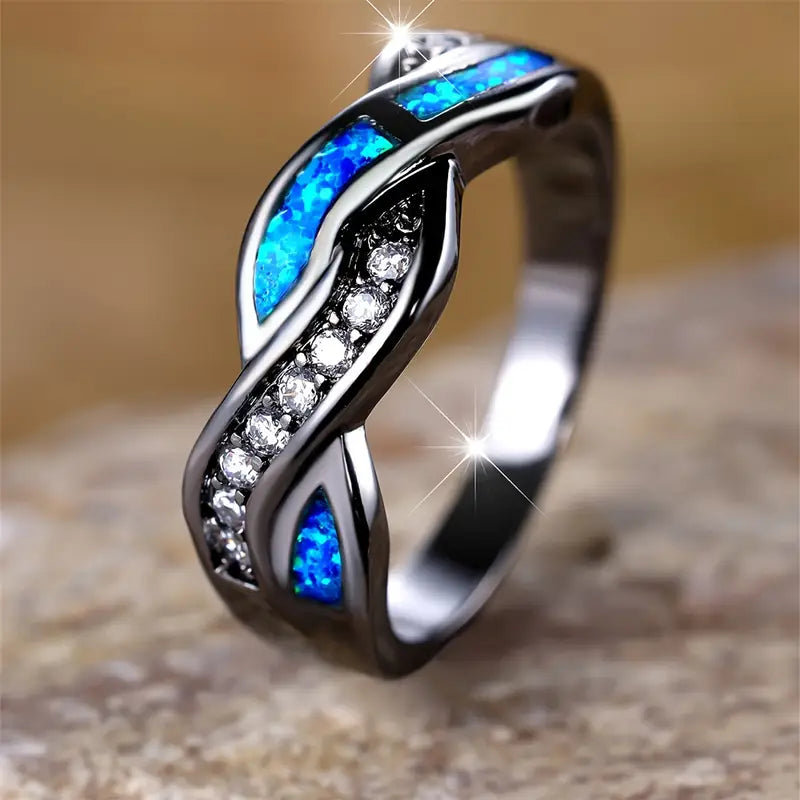 Argent Torsadé Incrustation Bague