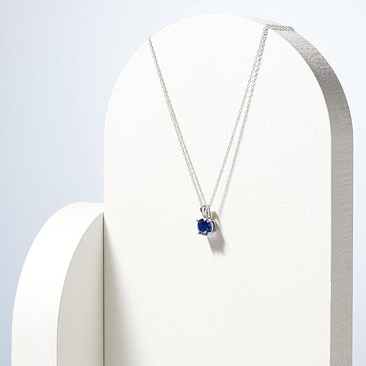 Taille Ronde Saphir Collier | Or Blanc