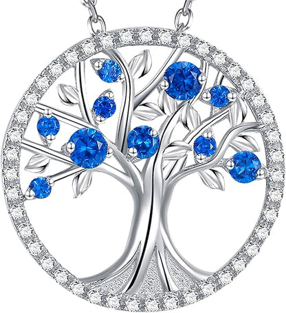 Tree de Life Saphir Collier | Or Blanc