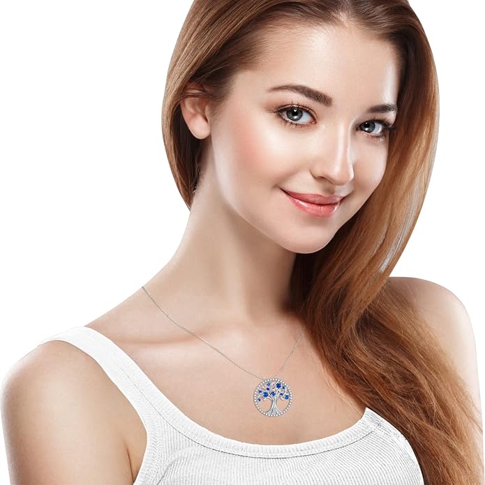 Tree de Life Saphir Collier | Or Blanc