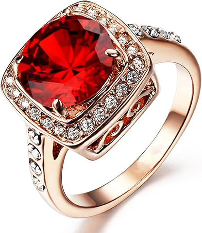 Rubis Halo Bague Statement | Or Rose