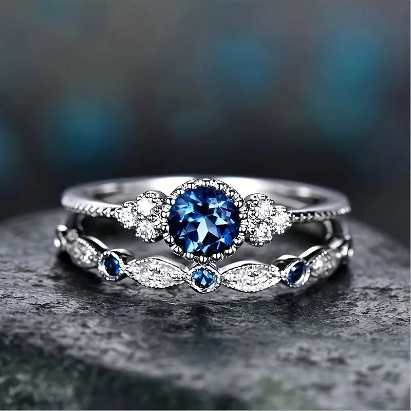 Argent Saphir Halo Bague