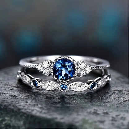 Argent Saphir Halo Bague
