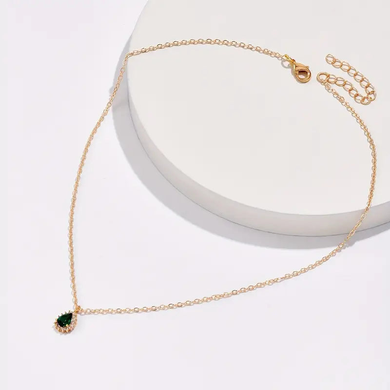 Or Émeraude Goutte Collier