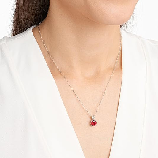 Taille Ronde Rubis Collier | Or Blanc