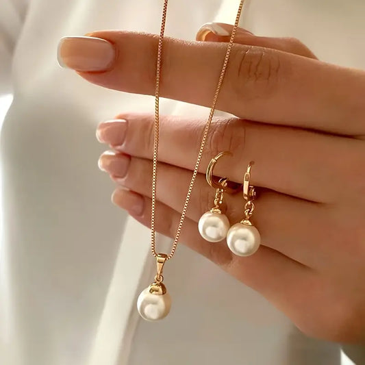 Doré Grace Perle Bijou Set | Or