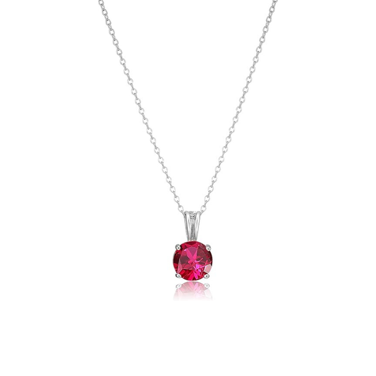 Taille Ronde Rubis Collier | Or Blanc