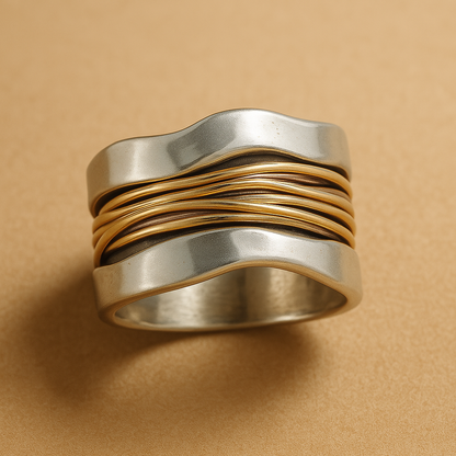Argent Doré Fils Bague