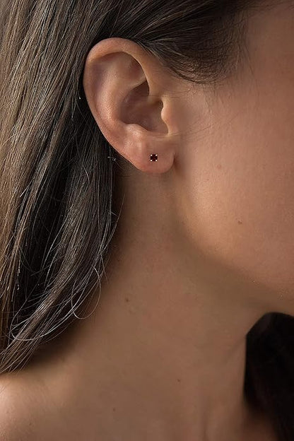 Rubis Rond Puces d'Oreilles | Or