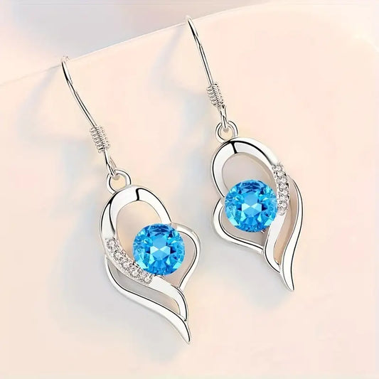 Eclipse Cœur Boucles d'Oreilles Pendantes | Or Blanc