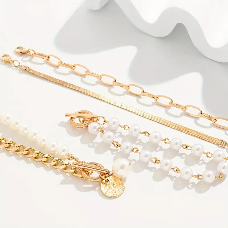 Premium Superposé Perle Bracelet Set