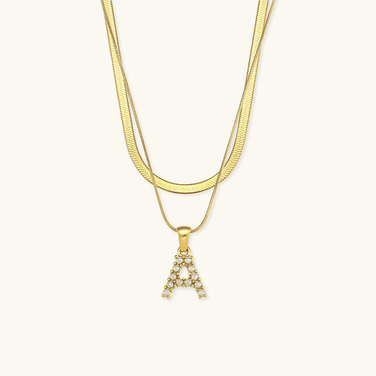 Fiona Superposé Or Initiale Lettre Collier