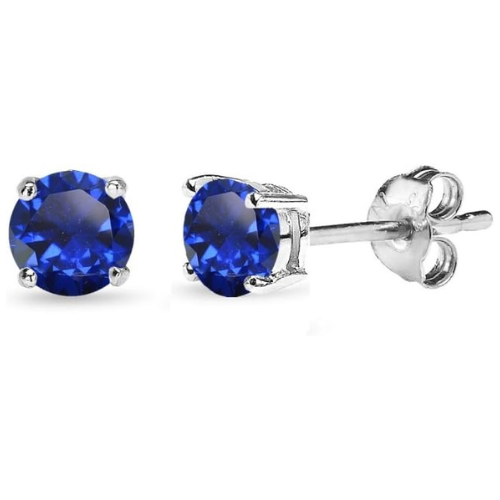 Classique Saphir Puces d'Oreilles | Or Blanc