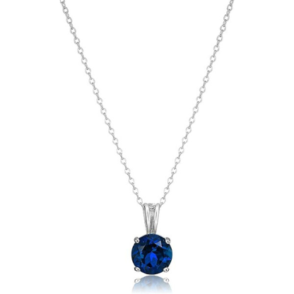 Taille Ronde Saphir Collier | Or Blanc
