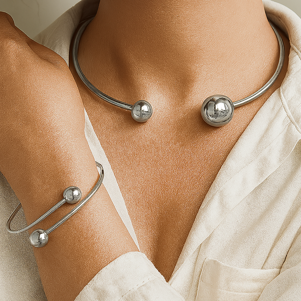 Minimaliste Glow Collar & Bracelet Manchette Set | Or