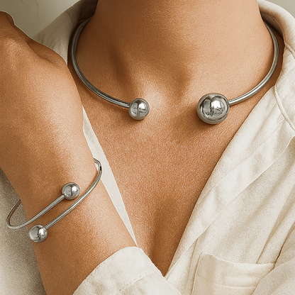 Minimaliste Glow Collar & Bracelet Manchette Set | Or