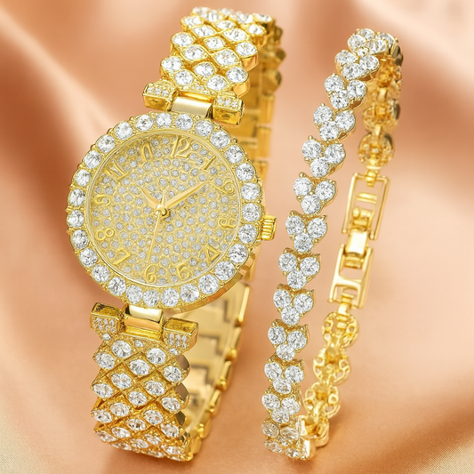 Luxe Radiance Or Montre & Bracelet Set | Or