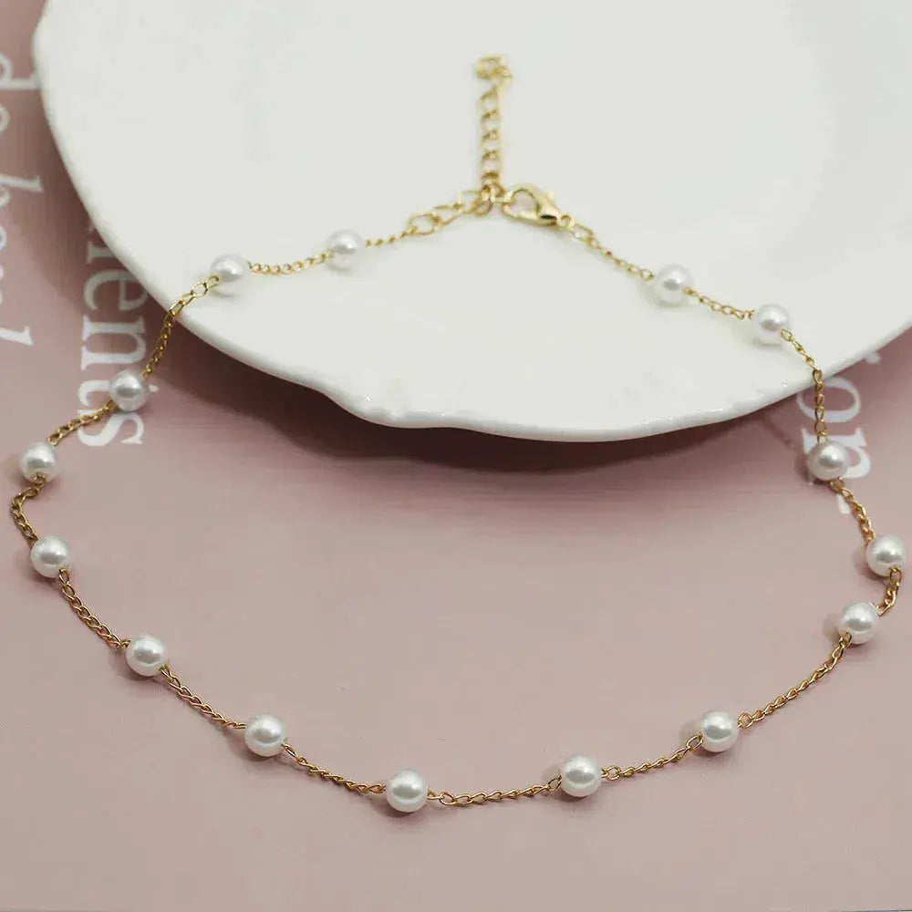 Or Spaced Perle Collier Chaîne
