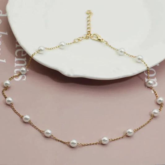 Or Spaced Perle Collier Chaîne