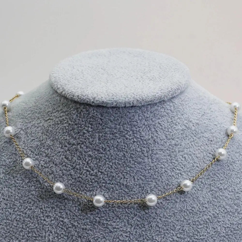 Or Spaced Perle Collier Chaîne