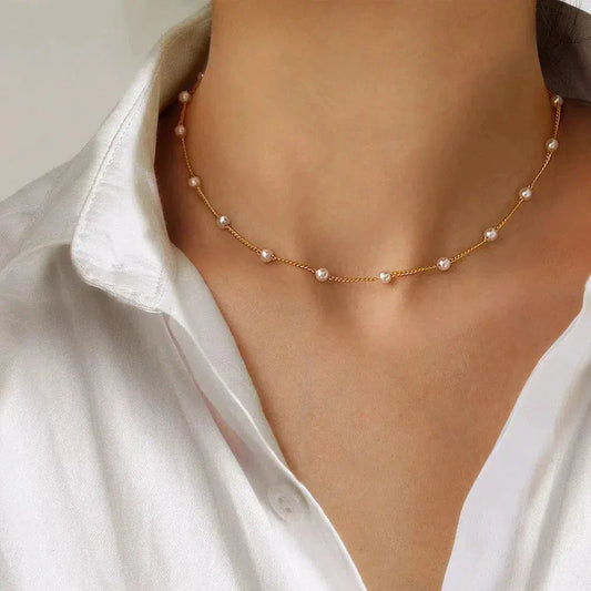 Or Spaced Perle Collier Chaîne