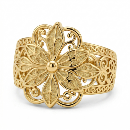 Vintage Inspiré Fleur Bague | Or