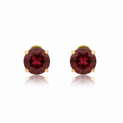 Rubis Rond Puces d'Oreilles | Or