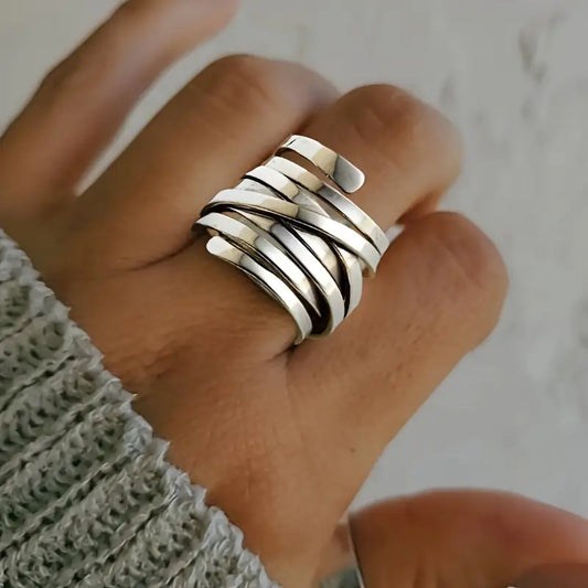 Argent Multi Anneau Enveloppant Bague