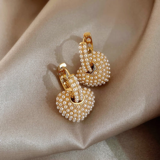 Cœur Perle Boucles d'Oreilles