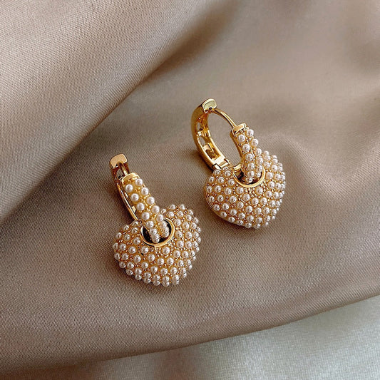 Cœur Perle Boucles d'Oreilles