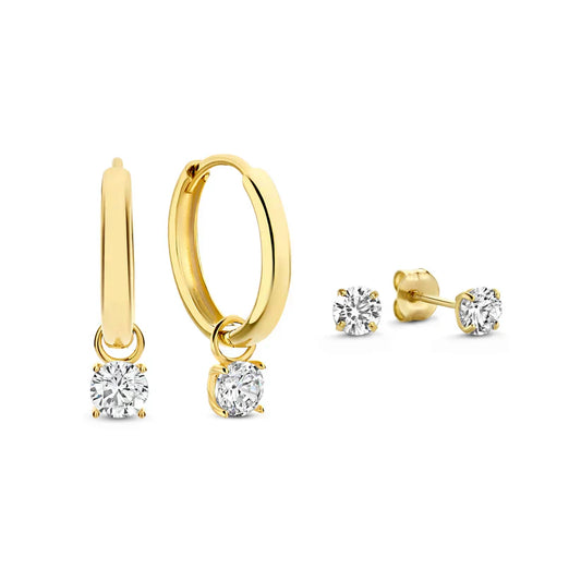 Larmes de Lune Pierre Boucles d'Oreilles Set | Or