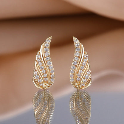 Moderne Leaf Pavé Boucles d'Oreilles | Or