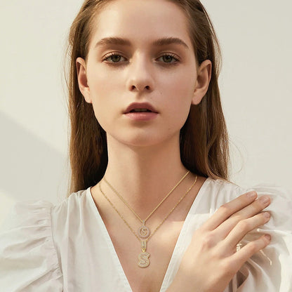 Pavé lettre initiale collier set | Or