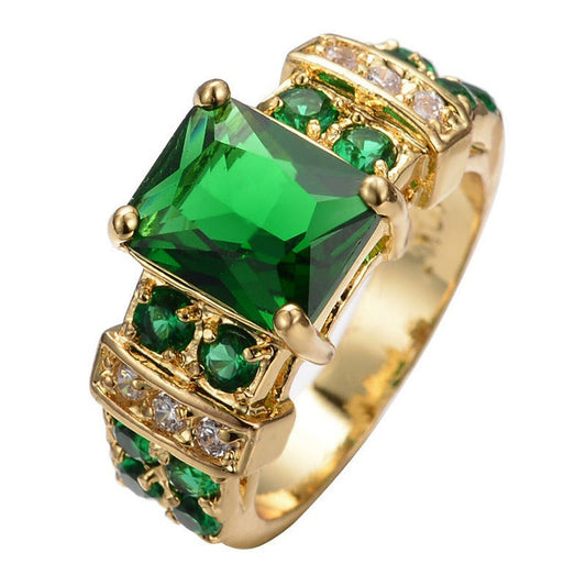 Or Émeraude Géométrique Bague