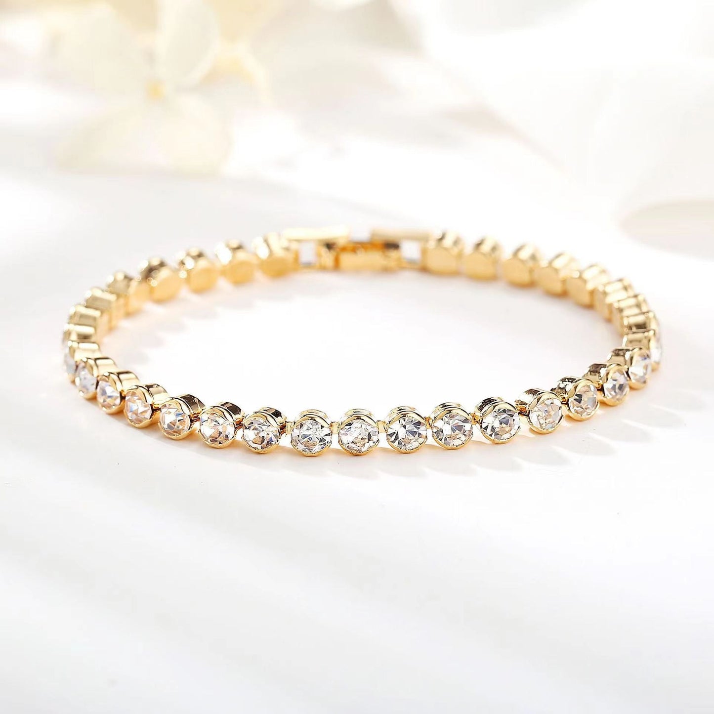 Taille Ronde Bracelet Tennis | Or