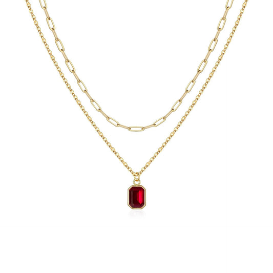 Paperclip Superposé Rubis Collier | Or