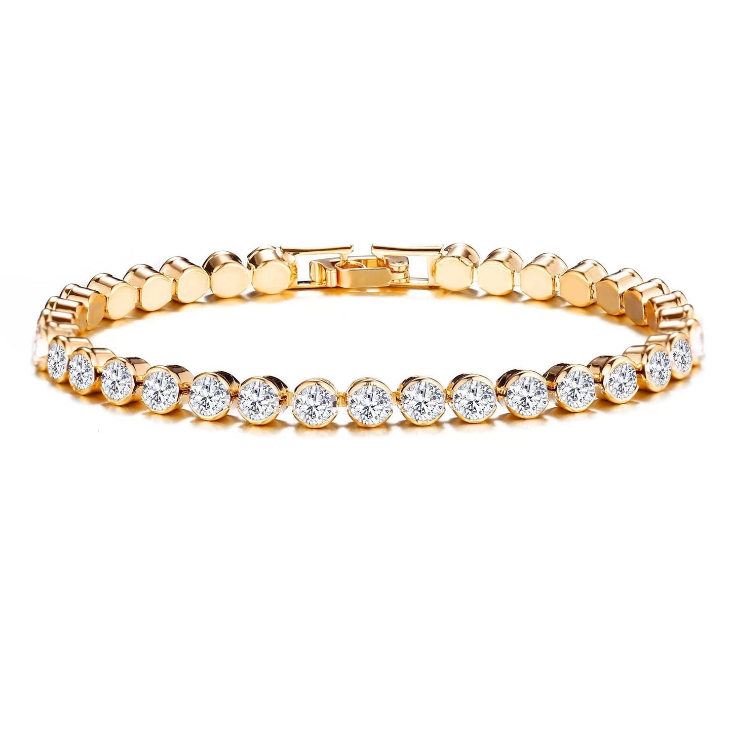 Taille Ronde Bracelet Tennis | Or
