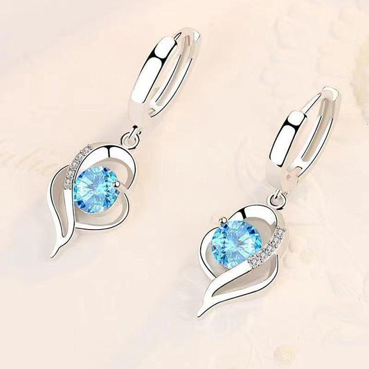 Eclipse Cœur Boucles d'Oreilles Pendantes | Or Blanc