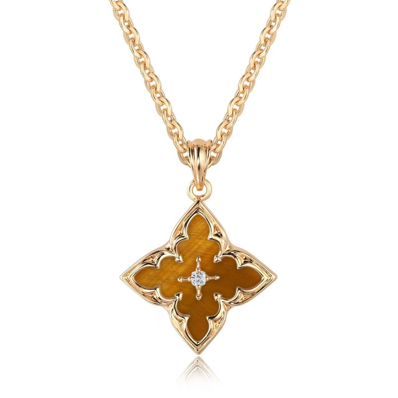 Blanc Clover Collier à Pendentif | Or