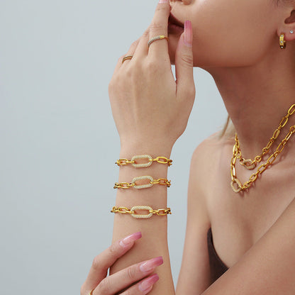 Paved Chunky Chaîne Maillon Bijou Set | Or
