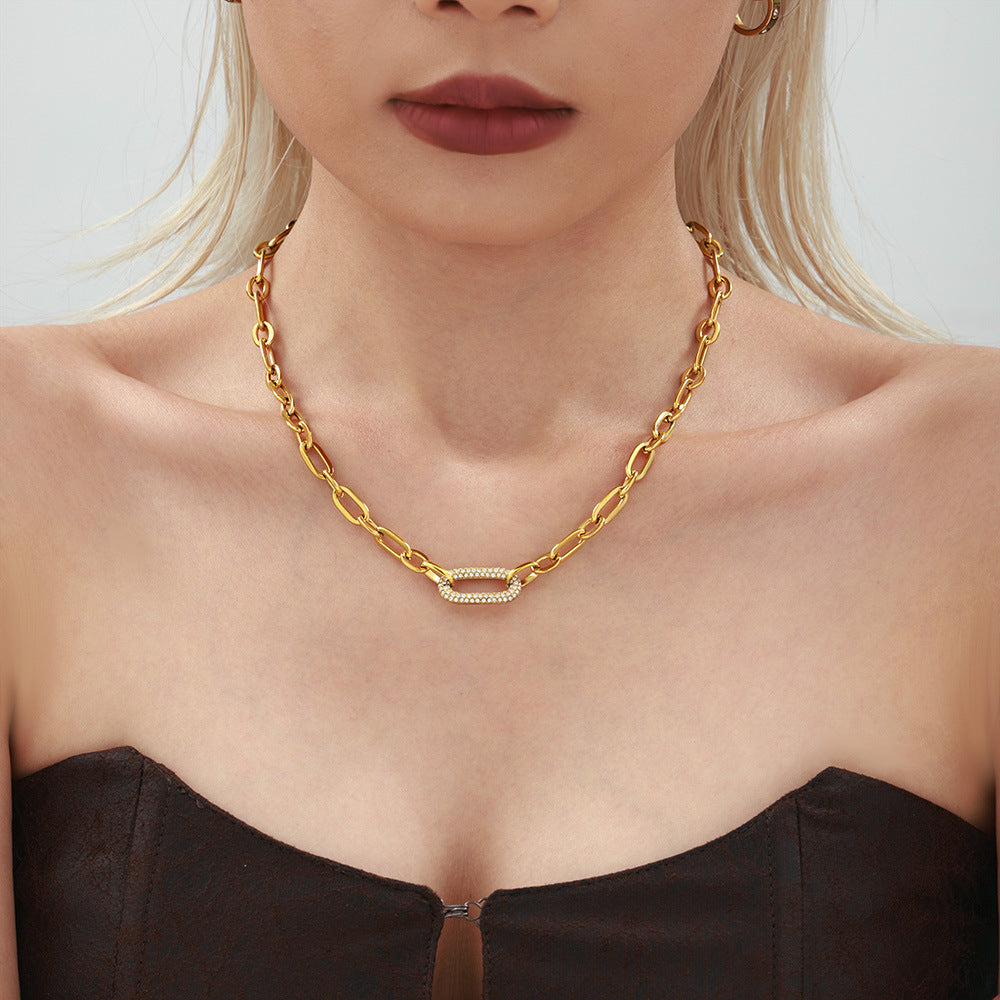 Paved Chunky Chaîne Maillon Bijou Set | Or