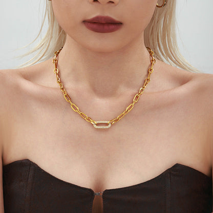 Paved Chunky Chaîne Maillon Bijou Set | Or