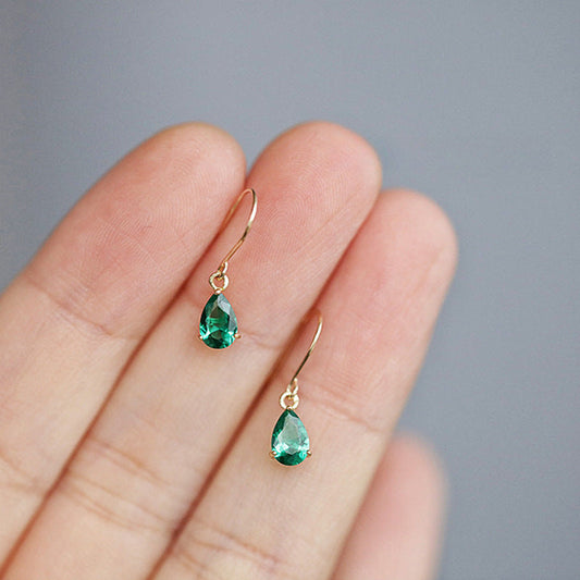 Or Émeraude Goutte Boucles d'Oreilles Pendantes