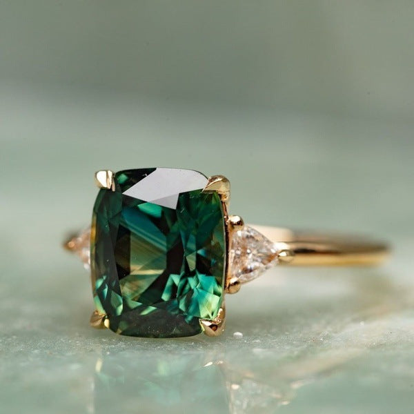 Or Émeraude Solitaire Bague